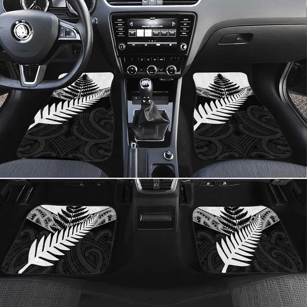 New Zealand Silver Fern Car Mats Maori Koru Mixed Taniko Pattern