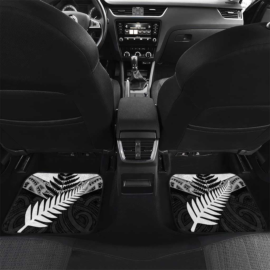 New Zealand Silver Fern Car Mats Maori Koru Mixed Taniko Pattern