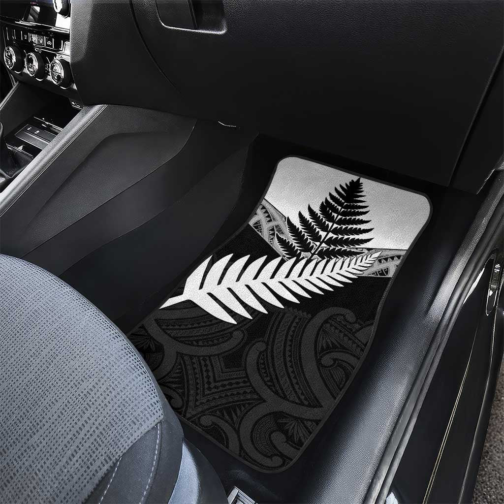 New Zealand Silver Fern Car Mats Maori Koru Mixed Taniko Pattern
