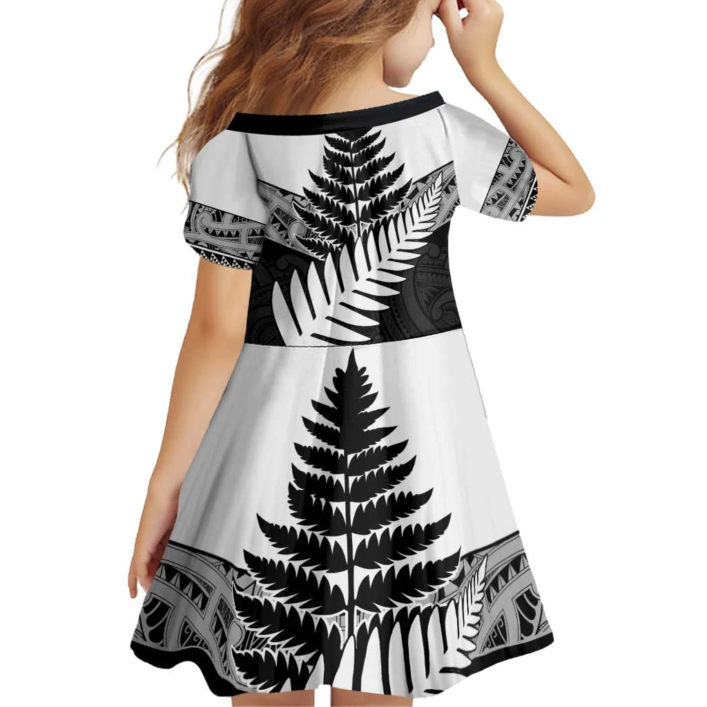 New Zealand Silver Fern Family Matching Off Shoulder Short Dress and Hawaiian Shirt Maori Koru Mixed Taniko Pattern