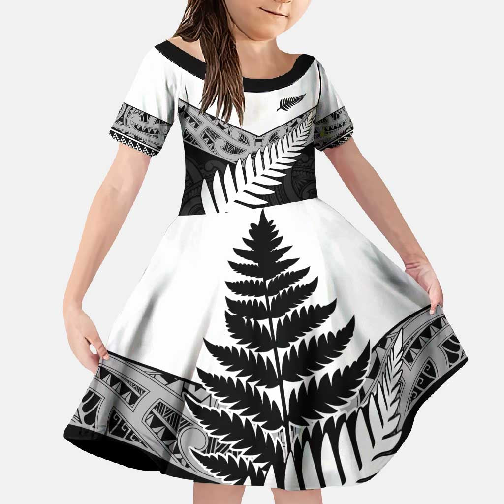 New Zealand Silver Fern Family Matching Short Sleeve Bodycon Dress and Hawaiian Shirt Maori Koru Mixed Taniko Pattern