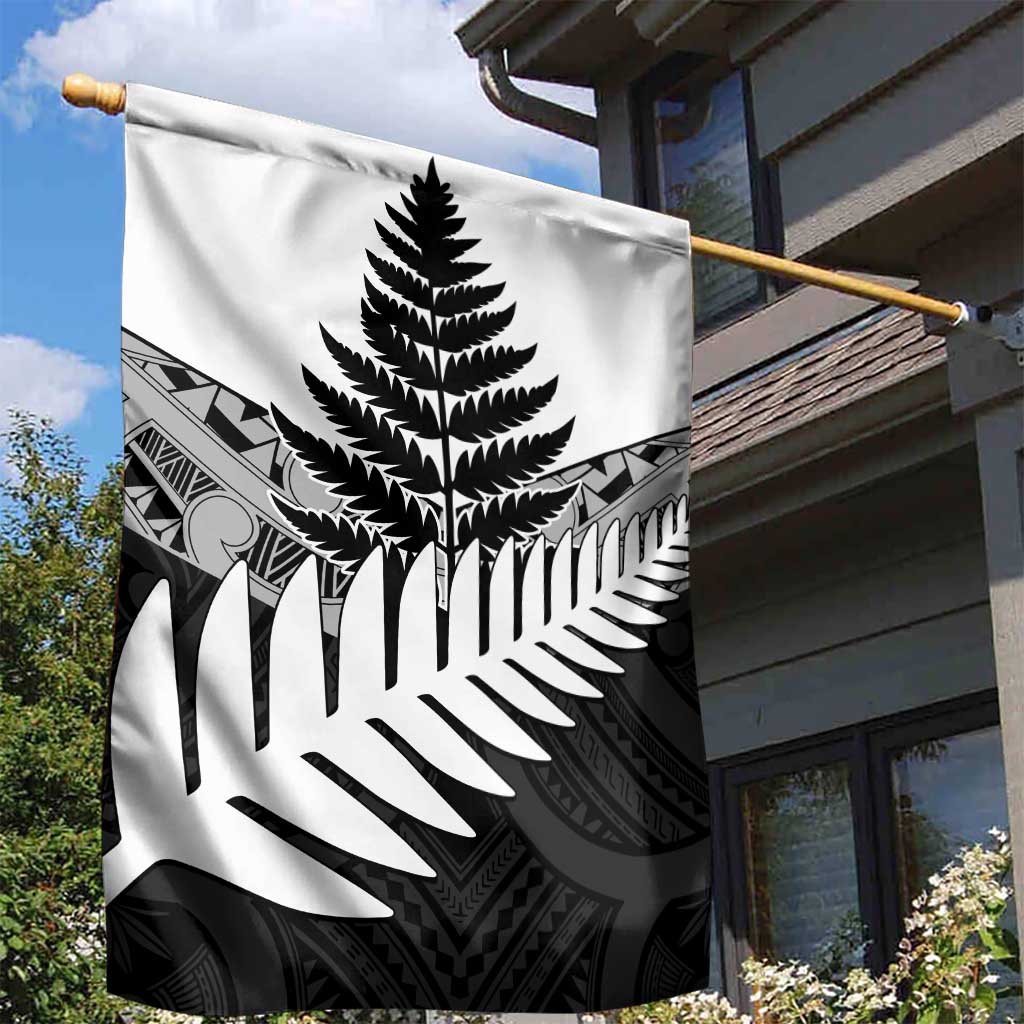 New Zealand Silver Fern Garden Flag Maori Koru Mixed Taniko Pattern LT9 - Polynesian Pride