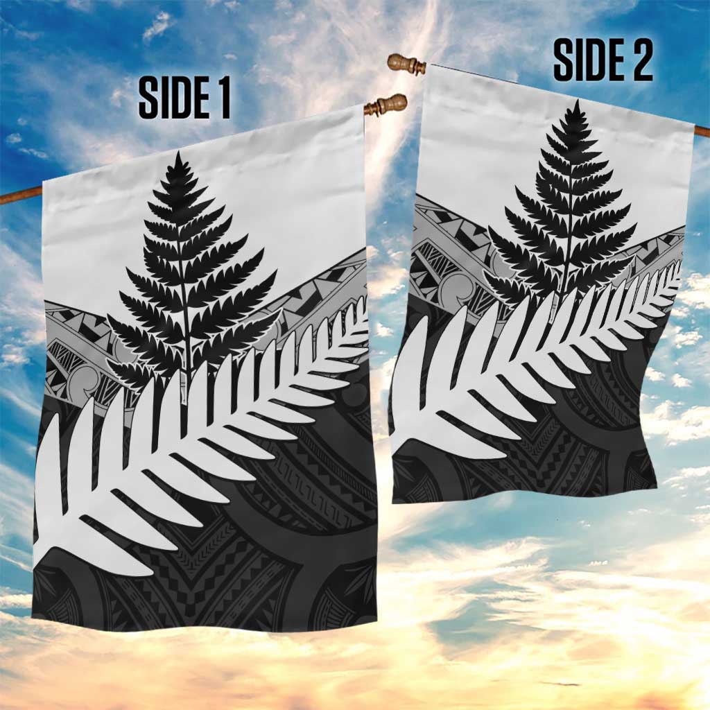 New Zealand Silver Fern Garden Flag Maori Koru Mixed Taniko Pattern LT9 - Polynesian Pride