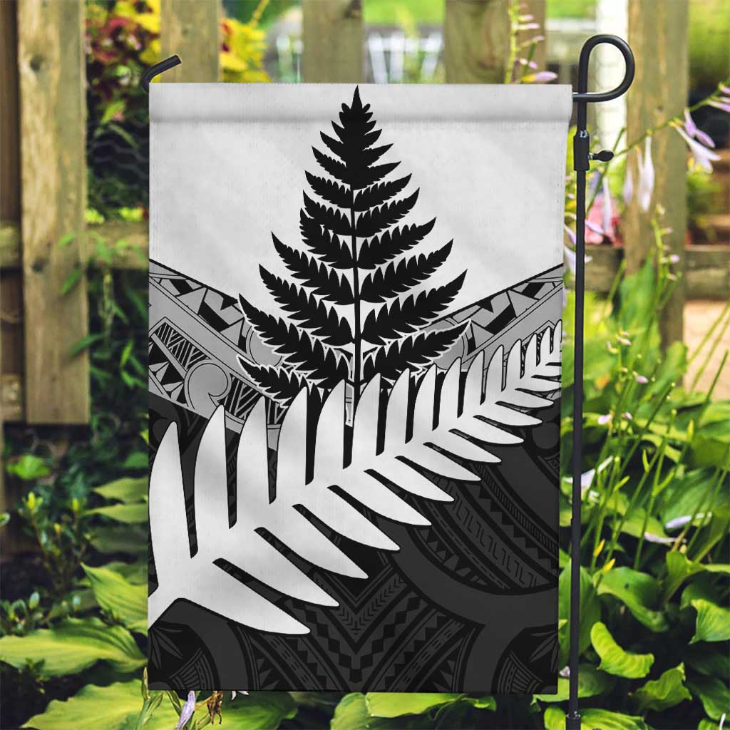 New Zealand Silver Fern Garden Flag Maori Koru Mixed Taniko Pattern LT9 Garden Flag White - Polynesian Pride
