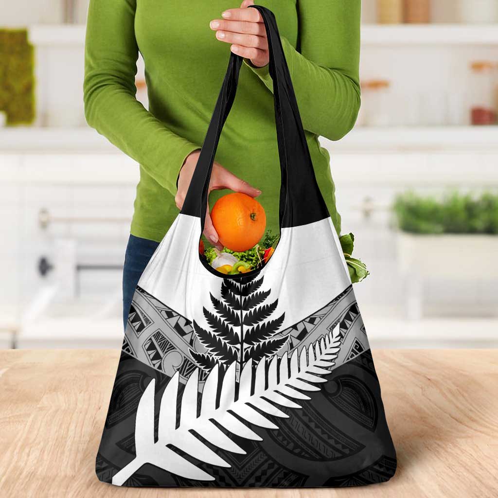 New Zealand Silver Fern Grocery Bag Maori Koru Mixed Taniko Pattern