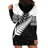 New Zealand Silver Fern Hoodie Dress Maori Koru Mixed Taniko Pattern LT9 - Polynesian Pride