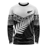 New Zealand Silver Fern Long Sleeve Shirt Maori Koru Mixed Taniko Pattern