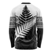 New Zealand Silver Fern Long Sleeve Shirt Maori Koru Mixed Taniko Pattern