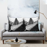 New Zealand Silver Fern Pillow Cover Maori Koru Mixed Taniko Pattern - Polynesian Pride