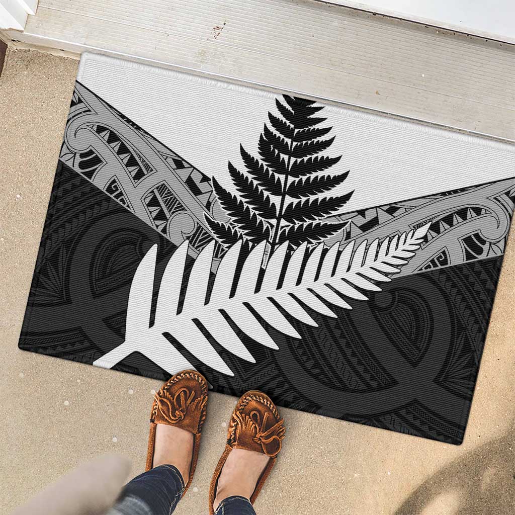 New Zealand Silver Fern Rubber Doormat Maori Koru Mixed Taniko Pattern LT9 - Polynesian Pride