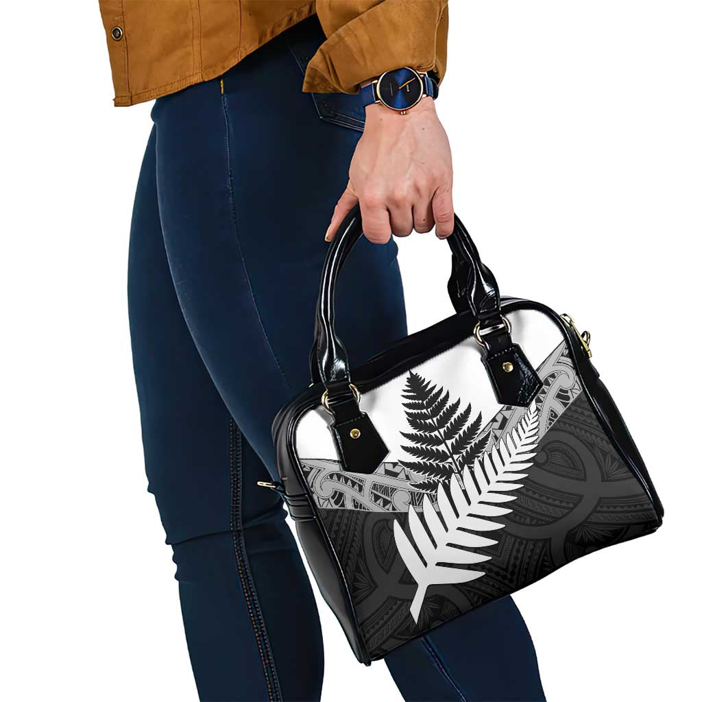 New Zealand Silver Fern Shoulder Handbag Maori Koru Mixed Taniko Pattern LT9 - Polynesian Pride