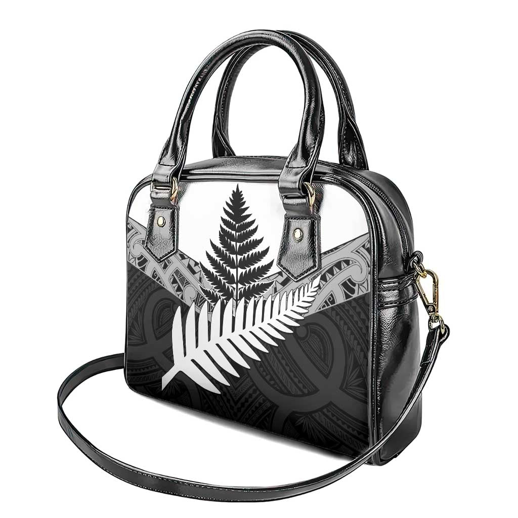 New Zealand Silver Fern Shoulder Handbag Maori Koru Mixed Taniko Pattern LT9 - Polynesian Pride