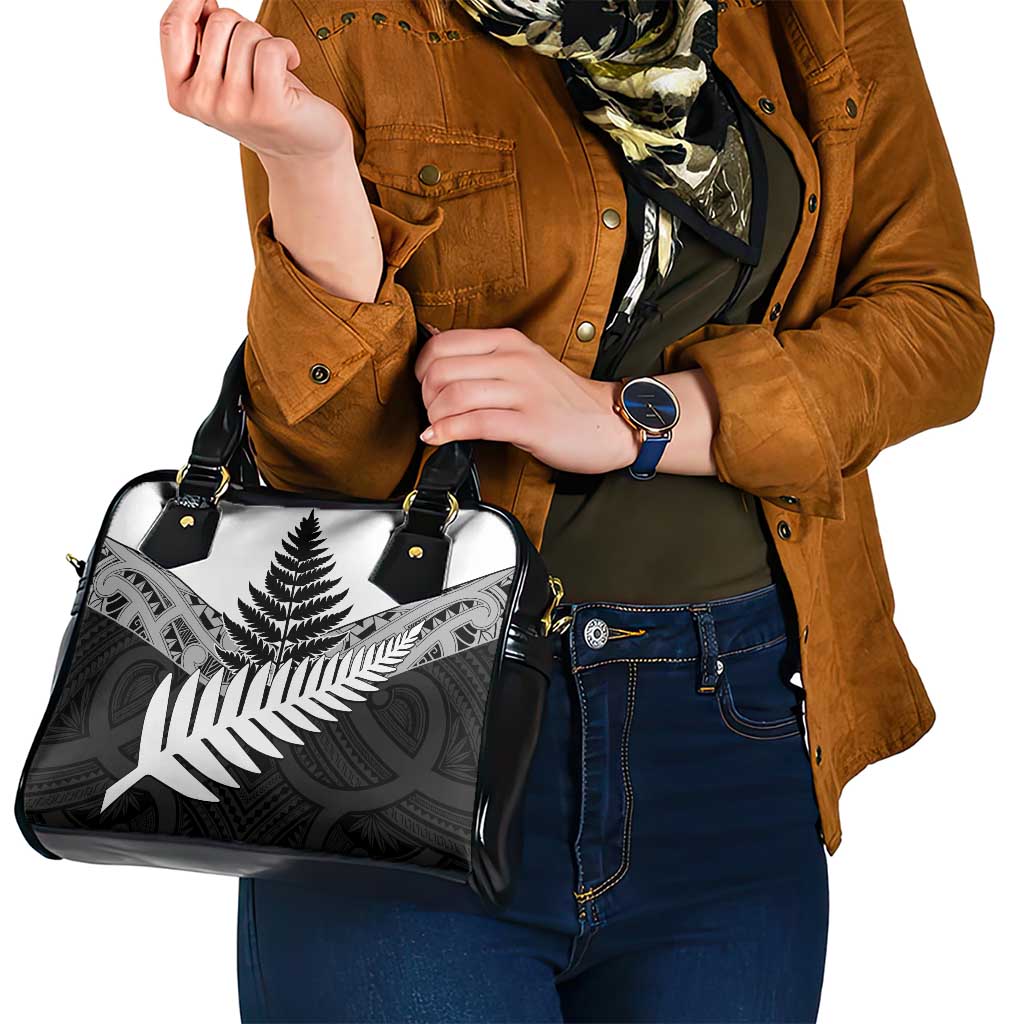 New Zealand Silver Fern Shoulder Handbag Maori Koru Mixed Taniko Pattern LT9 - Polynesian Pride
