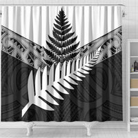 New Zealand Silver Fern Shower Curtain Maori Koru Mixed Taniko Pattern LT9 - Polynesian Pride
