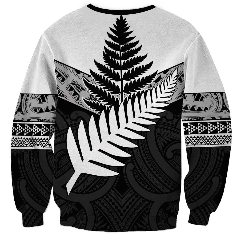 New Zealand Silver Fern Sweatshirt Maori Koru Mixed Taniko Pattern