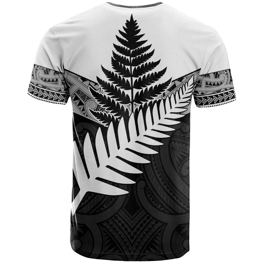 New Zealand Silver Fern T Shirt Maori Koru Mixed Taniko Pattern