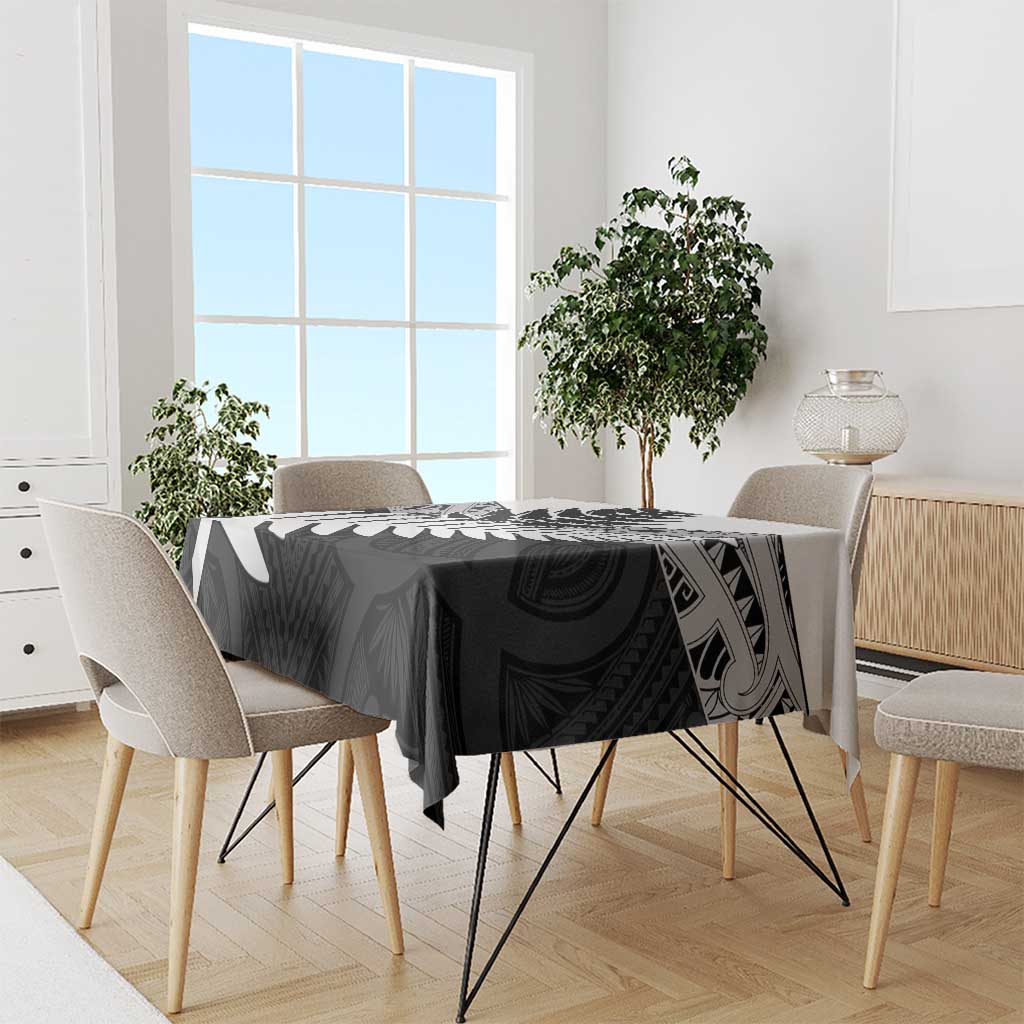 New Zealand Silver Fern Tablecloth Maori Koru Mixed Taniko Pattern