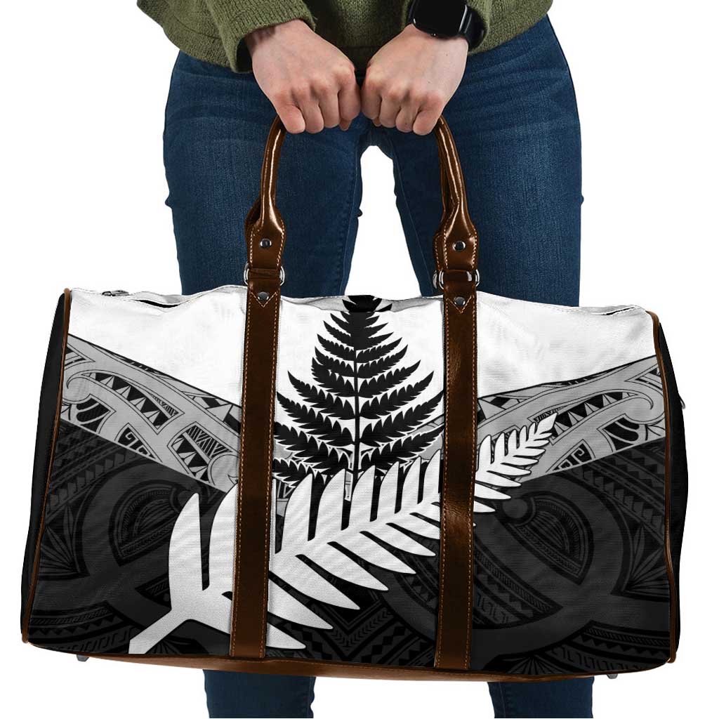 New Zealand Silver Fern Travel Bag Maori Koru Mixed Taniko Pattern - Polynesian Pride