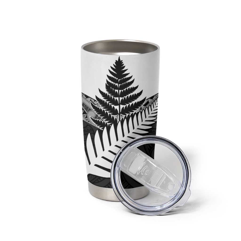 New Zealand Silver Fern Tumbler Cup Maori Koru Mixed Taniko Pattern