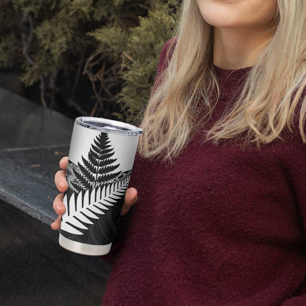 New Zealand Silver Fern Tumbler Cup Maori Koru Mixed Taniko Pattern