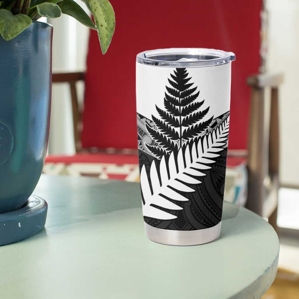 New Zealand Silver Fern Tumbler Cup Maori Koru Mixed Taniko Pattern