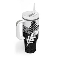 New Zealand Silver Fern Tumbler With Handle Maori Koru Mixed Taniko Pattern