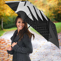 New Zealand Silver Fern Umbrella Maori Koru Mixed Taniko Pattern - Polynesian Pride