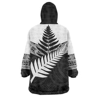 New Zealand Silver Fern Wearable Blanket Hoodie Maori Koru Mixed Taniko Pattern LT9 - Polynesian Pride