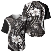 Samoa Siapo Tribal Pattern Baseball Jersey Black Polynesian Plumeria Tapa Motif