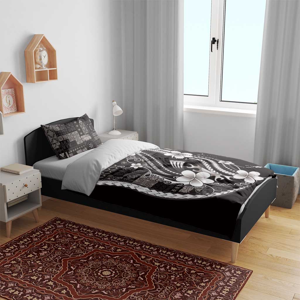 Samoa Siapo Tribal Pattern Bedding Set Black Polynesian Plumeria Tapa Motif LT9 - Polynesian Pride