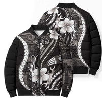 Samoa Siapo Tribal Pattern Bomber Puffer Jacket Black Polynesian Plumeria Tapa Motif LT9 - Polynesian Pride
