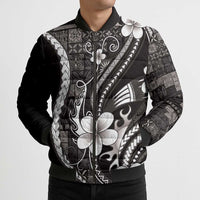 Samoa Siapo Tribal Pattern Bomber Puffer Jacket Black Polynesian Plumeria Tapa Motif LT9 - Polynesian Pride