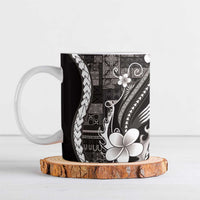 Samoa Siapo Tribal Pattern Ceramic Mug Black Polynesian Plumeria Tapa Motif