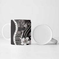 Samoa Siapo Tribal Pattern Ceramic Mug Black Polynesian Plumeria Tapa Motif