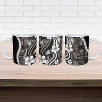 Samoa Siapo Tribal Pattern Ceramic Mug Black Polynesian Plumeria Tapa Motif