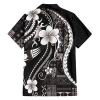 Samoa Siapo Tribal Pattern Family Matching Summer Maxi Dress and Hawaiian Shirt Black Polynesian Plumeria Tapa Motif