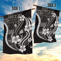 Samoa Siapo Tribal Pattern Garden Flag Black Polynesian Plumeria Tapa Motif