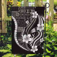 Samoa Siapo Tribal Pattern Garden Flag Black Polynesian Plumeria Tapa Motif