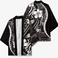 Samoa Siapo Tribal Pattern Kimono Black Polynesian Plumeria Tapa Motif LT9 - Polynesian Pride