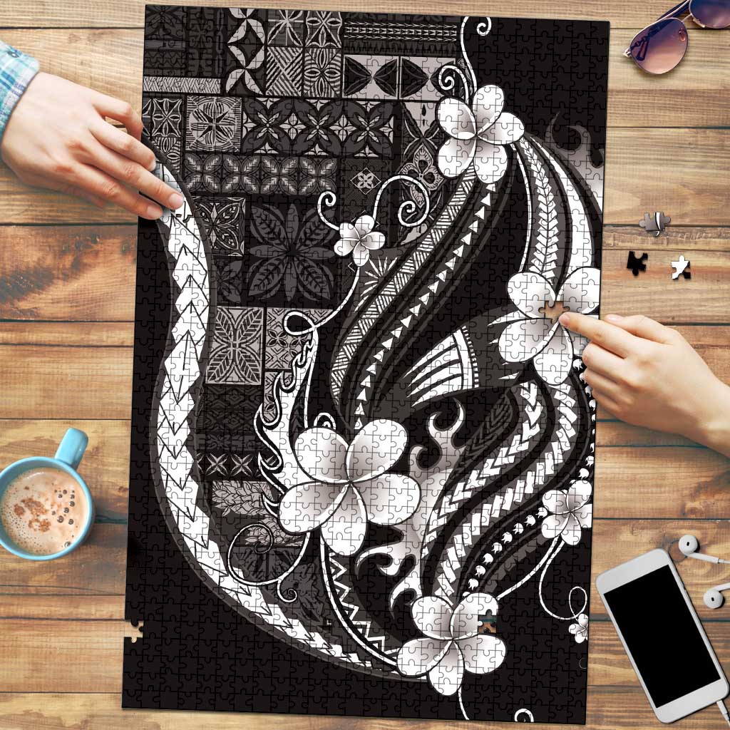 Samoa Siapo Tribal Pattern Puzzle Black Polynesian Plumeria Tapa Motif LT9 Black - Polynesian Pride