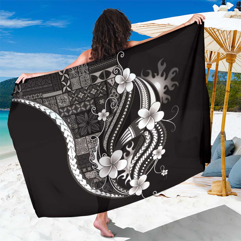 Samoa Siapo Tribal Pattern Sarong Black Polynesian Plumeria Tapa Motif LT9 One Size 44 x 66 inches Black - Polynesian Pride