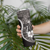 Samoa Siapo Tribal Pattern Skinny Tumbler Black Polynesian Plumeria Tapa Motif LT9 - Polynesian Pride