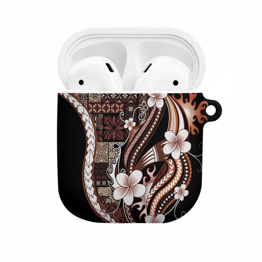 Samoa Siapo Tribal Pattern AirPods Case Brown Polynesian Plumeria Tapa Motif LT9 Brown - Polynesian Pride