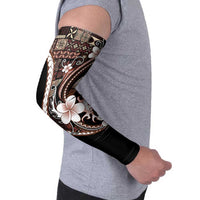 Samoa Siapo Tribal Pattern Arm Sleeves Brown Polynesian Plumeria Tapa Motif LT9 - Polynesian Pride