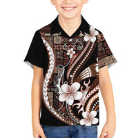 Samoa Siapo Tribal Pattern Family Matching Short Sleeve Bodycon Dress and Hawaiian Shirt Brown Polynesian Plumeria Tapa Motif LT9 Son's Shirt Brown - Polynesian Pride