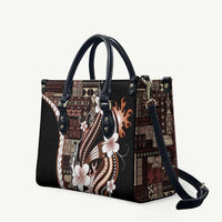 Samoa Siapo Tribal Pattern Leather Bag Brown Polynesian Plumeria Tapa Motif