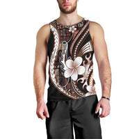 Samoa Siapo Tribal Pattern Men Tank Top Brown Polynesian Plumeria Tapa Motif LT9 - Polynesian Pride