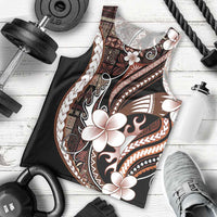 Samoa Siapo Tribal Pattern Men Tank Top Brown Polynesian Plumeria Tapa Motif LT9 - Polynesian Pride