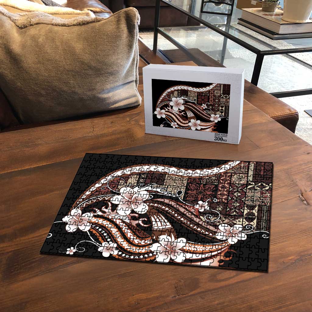 Samoa Siapo Tribal Pattern Puzzle Brown Polynesian Plumeria Tapa Motif LT9 - Polynesian Pride