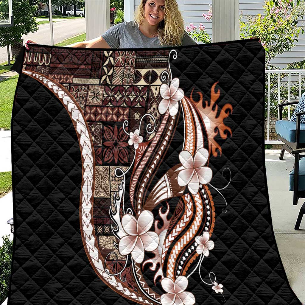 Samoa Siapo Tribal Pattern Quilt Brown Polynesian Plumeria Tapa Motif LT9 Brown - Polynesian Pride